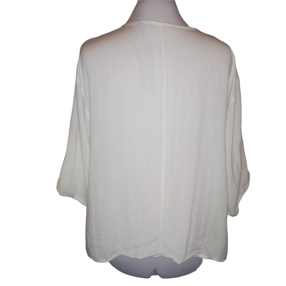Soft Surroundings White V Neck Button Top - Picture 3 of 6